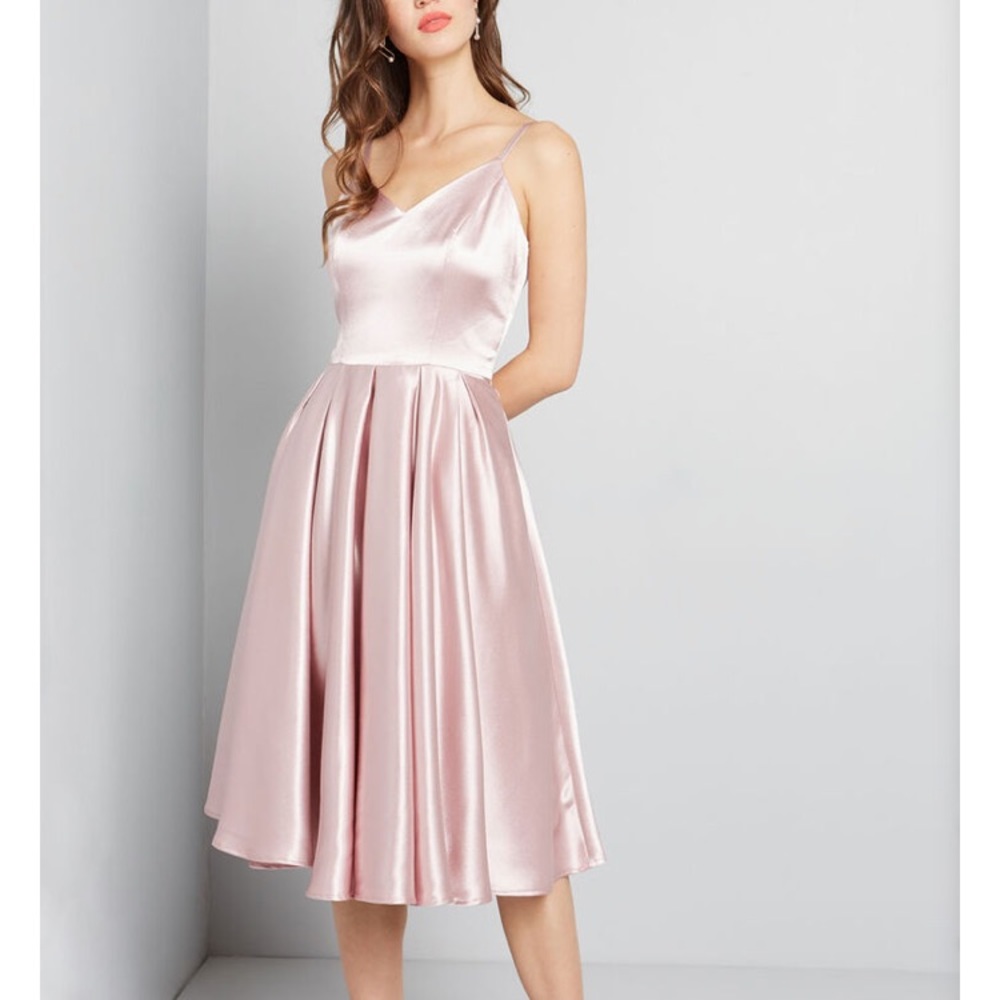 NWT! ModCloth rose silky fit and flare dress